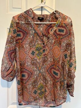 Paisley Print Blouse - Pink, Green, Blue